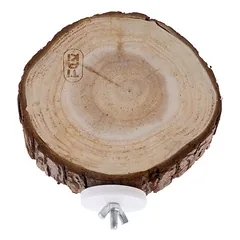 TIAKI medinė platforma su žieve, apvali, apie Ø 10 cm — 5 nuotrauka