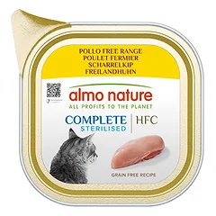 Almo Nature HFC Complete Sterilized Cat Free-Range Chicken drėgnas maistas sterilizuotoms katėms su laisvai laikomų vištų mėsa, 85 g