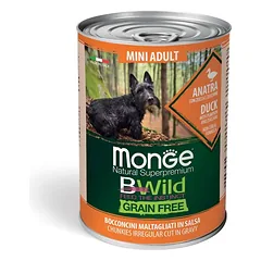 Monge Bwild mini adult konservuotas pašaras su antiena, moliūgais ir cukinijomis 400g