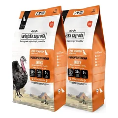 WIEJSKA ZAGRODA Monoproteininis kalakutienos traškus ėdalas šunims S/M 2x2 kg
