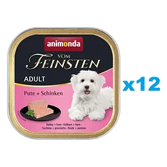 ANIMONDA Vom Feinsten Adult Turkey&Ham 12x150 g kalakutienos ir kumpio suaugusiems šunims