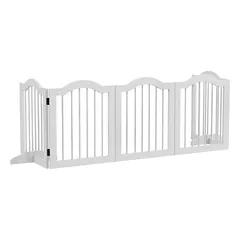 Zatte Hundegitter 5 Paneele klappbar, Massivholz/MDF, Weiß