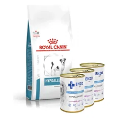 ROYAL CANIN Hypoallergenic Small Dog HSD24 1kg + ENZO VET Hipoalerginė dieta su triušiena šunims 3x400g