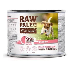 RAW PALEO Pork Lamb Puppy 200g šlapias kiaulienos ir ėrienos ėdalas šuniukams