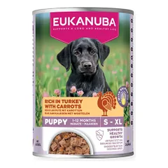 Eukanuba Life Care konservai šuniukams su kalakutiena ir morkomis, 400 g