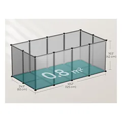 Aptvaras gyvūnams, modulinis, pilkas ir juodas, 125 × 63 × 42 cm — 3 nuotrauka