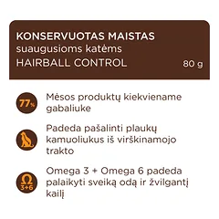CLUB 4 PAWS Premium konservuotas pašaras palengvinantis plaukų sąvėlų šalinimą, 80 g — 2 nuotrauka