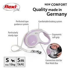Flexi New Comfort Tape juostinis, rožinis pavadėlis šunims, S, 5 m — 2 nuotrauka