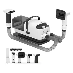 Zatte Hundeschermaschine mit Staubsauger, 5 Aufsätze, leise, Weiß