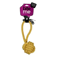 Europet Bernina žaislas šunims, kamuoliukas su kilpa „are you knots“, geltonas, Matmenys: 25 cm — 3 nuotrauka