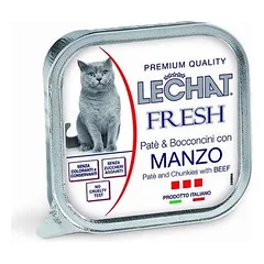 LeChat Fresh Adult paštetas ir gabaliukai su jautiena, drėgnas maistas katėms 100 g