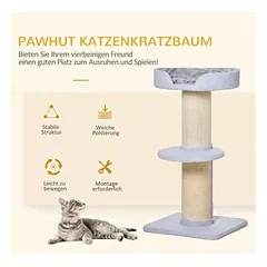 Kačių draskyklė su sizalio stulpais, platformomis ir pagalvėle, 45 x 45 x 91 cm, vidutinio dydžio katėms, šviesiai mėlyna — 4 nuotrauka