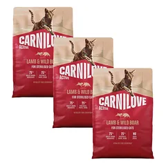 CARNILOVE Active Cat Lamb and Wild Boar Sterilised 3x2 kg aviena ir šerniena, sterilizuotiems katėms