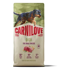 CARNILOVE True Fresh Dog Duck Adult Small Breeds 12 kg sausa maistas su šviežia antis suaugusiems mažų veislių šunims