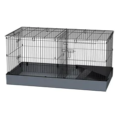 Narvas smulkiems gyvūnams 2 in 1 su audinio dugnu, platforma ir rampa, 121 x 61 x 61 cm, juodas