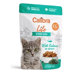 Calibra Cat Life Pouch Sterilised Salmon drėgnas maistas sterilizuotoms katėms, 85 g