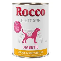 Rocco Diet Care Diabetic su vištiena ir jautiena bei ryžiais, drėgnas maistas šunims 400 g