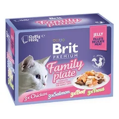 Brit Premium Fillets in Jelly Family Plate konservų drebučiuose katėms rinkinys 12 vnt. 1020g — 2 nuotrauka