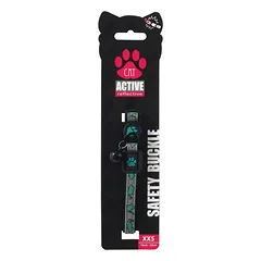 Active Cat Collar Reflective XXS atspindintis antskakalis katėms ir kačiukams su saugiu užsegimu ir varpeliu, laimo spalvos, 1×16-22 cm — 3 nuotrauka