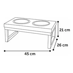 Flamingo dvigubas dubenėlių rinkinys su stovu Tommy 45x26x21 cm 800 ml — 3 nuotrauka