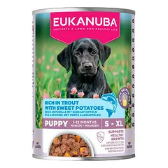 Eukanuba Dog Can Puppy su upėtakiu ir batatais, drėgnas maistas šunims 400 g