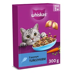 WHISKAS Suaugusių kačių maistas su skaniu tunu 300 g sausaa kačių maistas