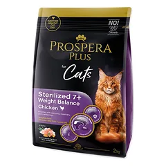 Prospera Plus Sterilized 7+ Chicken Weight Balance sausas maistas sterilizuotoms katėms su svorio kontrole, nuo 7 metų amžiaus, 2 kg