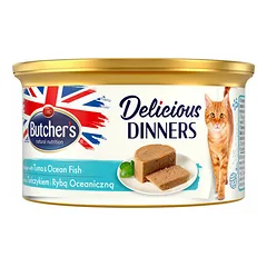 Butchers Cat Delicious Dinners putėsiai su tunu ir vandenyno žuvimi, drėgnas maistas katėms 85 g