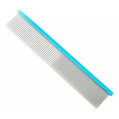 Groom Professional Spectrum Aluminium Comb 50/50 Light Blue (Short Teeth) 19 cm