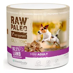 RAW PALEO Olympic Lamb Mini 90g aviena, hipoalerginis monoproteininis treniruočių skanėstas šunims