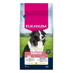 Eukanuba Life Care Senior Medium sausas maistas vidutinių veislių senyviems šunims su vištiena, 15 kg