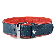 Das Lederband Hundehalsband Milano opal/flame