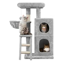 Kratzbaum Katzenbaum 94 cm für Katzen mit 2 Spielhaus Katzenmöbel