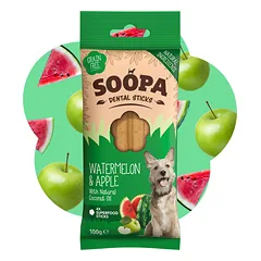 SOOPA Arbūzo ir obuolių lazdelės šunims, Watermelon & Apple Dog Dental Sticks, 100g