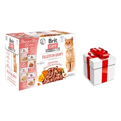 BRIT CARE Cat Fillets in Gravy mix 12x85g + STAIGMENA KATEI