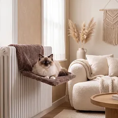 P.Lounge Ant radiatoriaus kabinamas kačių guolis, pilkas — 4 nuotrauka