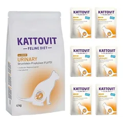 KATTOVIT Feline Diet Urinary Chicken vištienos sausas maistas 4 kg + drėgnas maistas 6x85 g