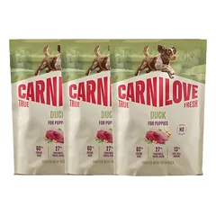 CARNILOVE True Fresh Dog Duck Puppies 3x1,5 kg sausa maistas su šviežia antis šuniukams