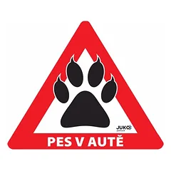 Lipdukas šuo automobilyje lauke - letena nuotrauka
