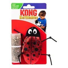 KONG Cat Refillables Catnip Ladybug - kačių žaislas su katžole, blizgantis boružėlės formos žaislas su katžolės atsargomis, Mała — 2 nuotrauka
