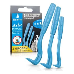 BluePet Zeckenhaken 3er Set, Zeckenentferner für Mensch & Tier, Zeckenhebel