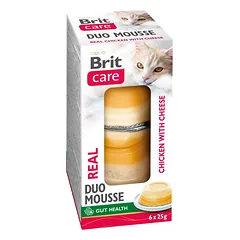 BRIT Care Cat Double Layer Mousse Real Chicken with Cheese 6x25 g katėms skirtas vištienos ir sūrio musas