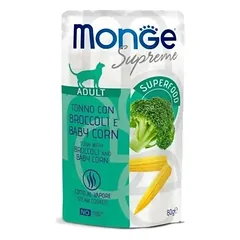 Monge SUPREME konservai suaugusioms katėms su tunu, brokoliais ir mini kukurūzais 12x80g