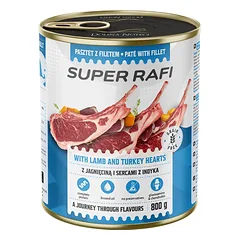 Super Rafi su ėriuko ir kalakuto širdelėmis šunims, 800 g