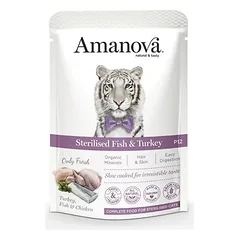 AMANOVA - Amanova begrūdis sterilizuotų kačių maistas su žuvimi ir