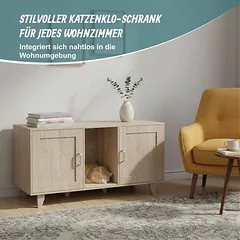 Kačių tualeto spintelė Relaxdays, XXL, 2 skyriai, 120 × 65 × 52 cm — 2 nuotrauka