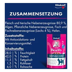 Vitakraft Vita Hearts Skin & Coat skanėstai katėms, < 49 g — 3 nuotrauka