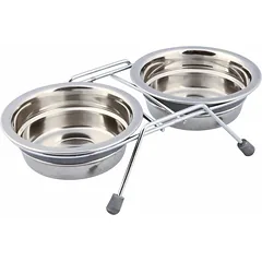 Trixie Eat On Feet Bowl Set nerūdijančio plieno padėklas su dubenėliais šunims ir katėms, 2×0.25 l/11 cm — 2 nuotrauka