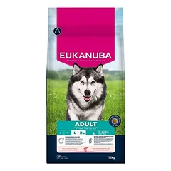 Eukanuba L/XL visavertis pašaras suaugusiems šunims su lašiša ir miežiais, 12 kg