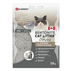 Flamingo Cat litter Bentonite with actived carbon granules Fine grains Clumping 12kg